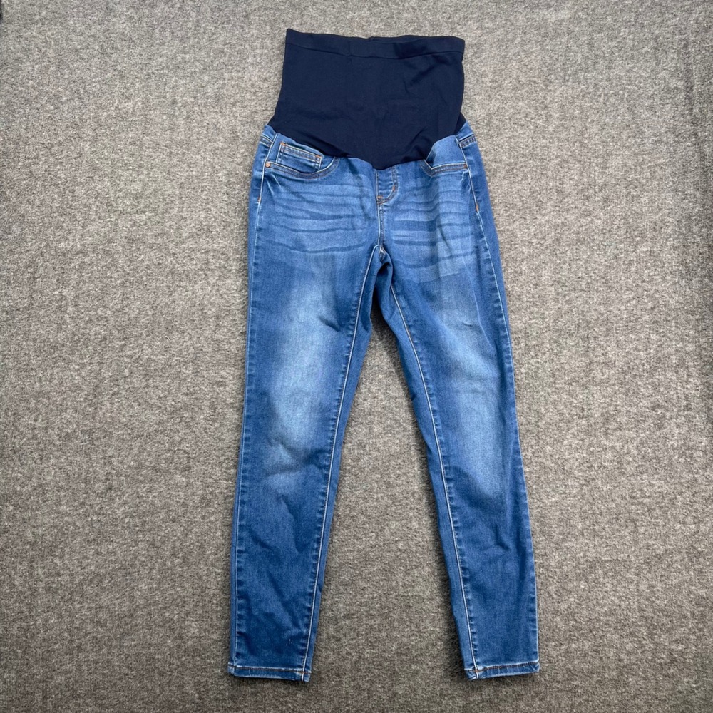 Blue Savv Maternity Medium Wash Skinny Jeans Full Belly Panel Size M Cropped